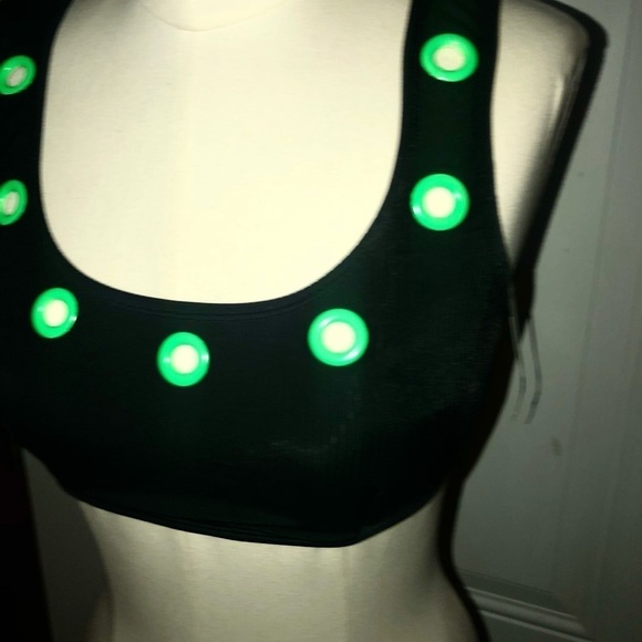 Vintage 90s black neon squares belt and circle cut out bikini top new Medium - Picture 5 of 9